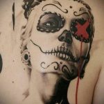 247 -es számú muertos tetoválás - a minta hűvös változata, amely sikeresen használható muertos tetoválásként történő átalakításra és alkalmazásra