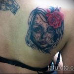 A muertos tetoválás # 684 a minta klassz változata, amely sikeresen használható muertos tetoválásként történő átalakításra és alkalmazásra