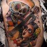 20. számú muertos tetoválás - a minta egyedi változata, amely jól használható átalakítására és muertos tetoválásként történő alkalmazására a karon