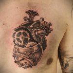 A steampunk tetoválás # 895 a minta méltó változata, amely jól használható az egész karra való steampunk tetoválás átalakítására és alkalmazására