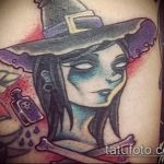 fénykép a 476 -os boszorkány tetoválásról - a minta érdekes változata, amely jól használható a boszorkány tetoválásához a tűzerdőben