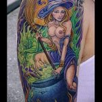 fotó a 872 -es boszorkány tetoválásról - a minta exkluzív változata, amely könnyen használható felülvizsgálatra és alkalmazásra, mint a boszorkány tetoválása a karon