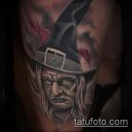 fotó a boszorkány tetoválásról №355 - a minta egyedi változata, amely könnyen használható feldolgozásra és alkalmazásra tetováló boszorkány inkvizícióként