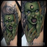 fotó a boszorkány tetoválásról # 877 - a minta méltó változata, amely sikeresen használható a boszorkánytetoválás átalakítására és alkalmazására a tűzön