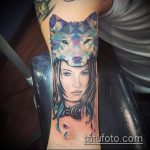 fotó a farkas tetoválásról # 743 - a minta hűvös változata, amely sikeresen használható a módosításhoz és a farkas tetoválásához a lábán