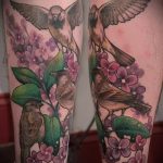 veréb tetoválás fotó # 266 - a minta hűvös változata, amely jól használható átalakításra és veréb tetoválásra az ágon