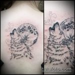 fotó az üvöltő farkas tetoválásról, 177. szám - a minta egyedülálló változata, amely sikeresen használható a feldolgozásra és az alkalmazásra, mint a farkas üvöltése a holdtetováláson