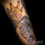 Fajny przykład wytatuowanej żyrafy - rysunek nadaje się do tatuażu żyrafa jeż żyrafa