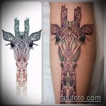 Ciekawy przykład wytatuowanej żyrafy - rysunek nadaje się do tatuażu żyrafa mała żyrafa tatuaż mono kolor