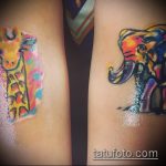 Fajna wersja gotowego tatuażu żyrafy - rysunek nadaje się do tatuażu żyrafy na przedramieniu