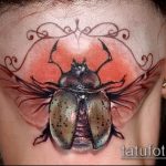 Érdekes példa a meglévő bogár tetoválásra - a rajz alkalmas az orrszarvú bogár tetoválására