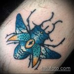 Jó példa a kész bogár tetoválásra - a rajz alkalmas egy kereszttetoválással rendelkező bogárra