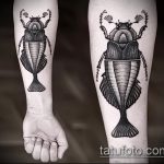 A meglévő bogár tetoválás érdekes változata - a rajz alkalmas májusi bogár tetováláshoz