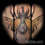A meglévő bogár tetoválás érdekes változata - a rajz alkalmas egy szarvasbogár tetováláshoz