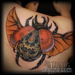 Az alkalmazott tetoválóbogár érdekes változata - a rajz alkalmas az orrszarvú bogár tetoválására