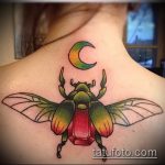 Eredeti példa egy meglévő bogár tetoválásra - a rajz alkalmas egy szarvasbogár tetováláshoz