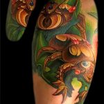 Érdekes példa egy meglévő bogár tetoválásra - a rajz alkalmas egy skarabeus bogár tetováláshoz