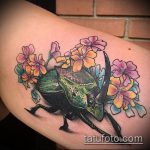 Jó példa a meglévő bogár tetoválásra - a rajz alkalmas az orrszarvú bogár tetoválására