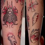 Az elvégzett bogár tetoválás érdekes változata - a rajz alkalmas a sündisznó bogár tetoválására