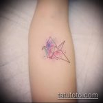 Egy remek példa egy kész darutetoválásra - a rajz jógadaru tetováláshoz alkalmas