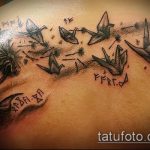 Egy teszt példa egy kész darutetoválásra - a rajz alkalmas a lapockán lévő darutetováláshoz