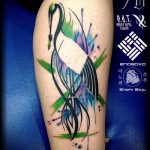 Az elkészült darutetoválás tesztverziója - a rajz alkalmas a japán darutetoválásra