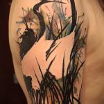 A kivitelezett darutetoválás eredeti változata - a rajz jógadaru tetováláshoz alkalmas