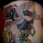 A tetovált daru tesztverziója - a rajz alkalmas daru tetoválásra a lábán