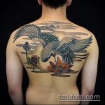 A tetovált daru tesztverziója - a rajz alkalmas daru és sakura tetováláshoz