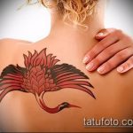 Az elkészült daru tetoválás egyedi változata - a rajz alkalmas gólya vagy daru tetováláshoz