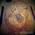 Az elkészült daru tetoválás érdekes változata - a rajz alkalmas origami darutetoválásra