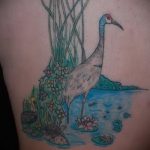 A kivitelezett tetoválódaru eredeti változata - a rajz alkalmas daru tetoválásra a lábán