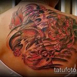 A kész aranyhal tetoválás tesztverziója - a rajz alkalmas aranyhal tetoválásra a hátán