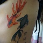 A kész aranyhal tetoválás érdekes változata - a rajz alkalmas egy aranyhal tetoválásra a lábán