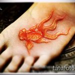 Egy teszt példa egy kész aranyhal tetoválásra - a rajz alkalmas az aranyhal tetoválására az oldalán