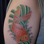 A kész aranyhal tetoválás egyedülálló példája - a rajz alkalmas egy aranyhal tetoválásra egy lány számára