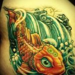 Az aranyhal tetoválás egyedülálló példája - a rajz alkalmas aranyhal tetoválásra a lábán