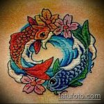 Jó példa egy aranyhal tetoválásra - a rajz alkalmas az aranyhal tetoválására az oldalán