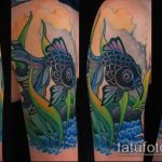 A meglévő aranyhal tetoválás egyedülálló változata - a rajz alkalmas egy aranyhal tetoválásra a lábán