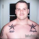 A csillag tetoválás képe a kulcscsonton # 432 a minta hűvös változata, amely sikeresen használható feldolgozásra és csillagtetoválásként a kulcscsonton, a nyakhoz közelebb