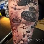 fotó a 20. számú katonai tetoválásról - a minta érdekes változata, amely sikeresen használható katonai denevér tetoválásának feldolgozására és alkalmazására képként