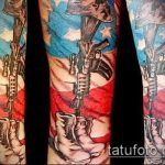 fotó a 333 -as számú katonai tetoválásról - a rajz hűvös változata, amely sikeresen használható átalakításra és tetoválásként történő alkalmazásra katonai témában