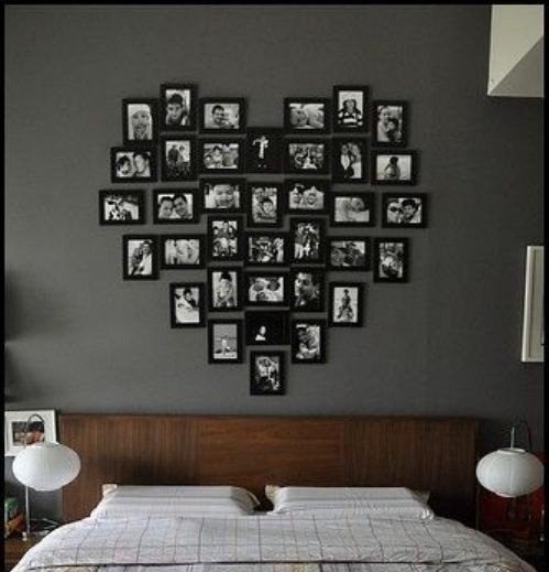 Foto nástenný dizajn spálne v usporiadaní v tvare srdca Foto-stena-design-v tvare srdca-aranžmán-spálňa