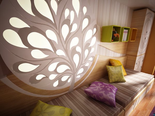 Nálepka na stromový vankúš so sadou purpurovo zeleného akcentu