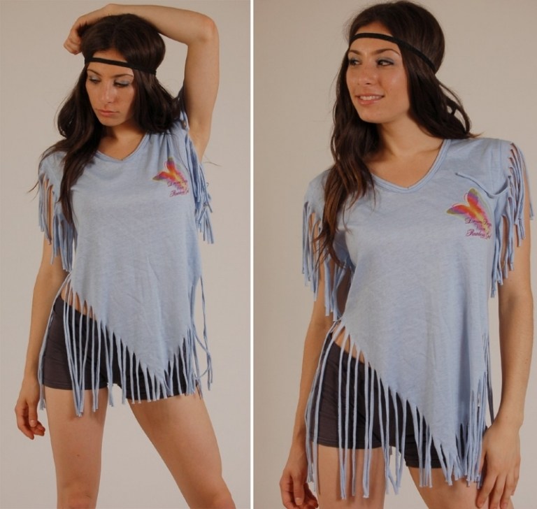 Top s okrajmi asymetrického strihu Fringed shirt-do-it-yourself-asymetrical-strih-nápady