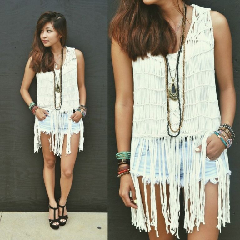 Hippie look s topom so strapcami Fringed shirt-do-it-yourself-nápady-top