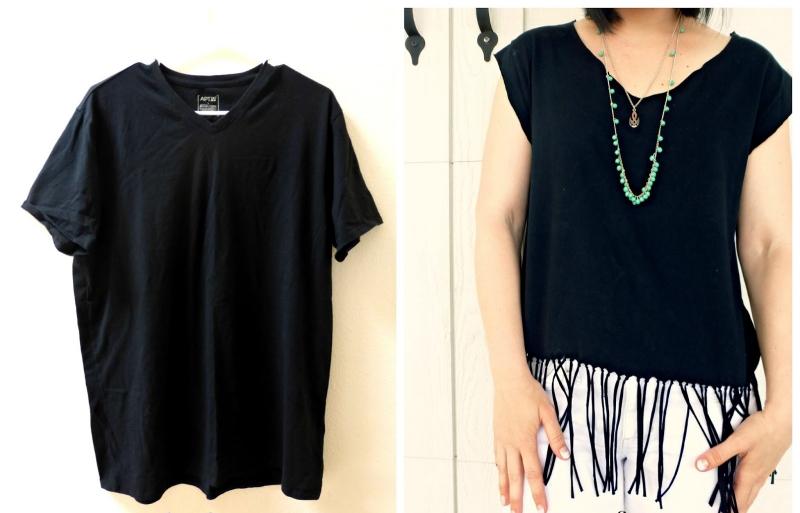 Vytvorte si vlastnú košeľu s strapcami a oblečte si ju k bielym nohaviciam Urob si sám-vyrob si svoj vlastný čierny uzol-nápady