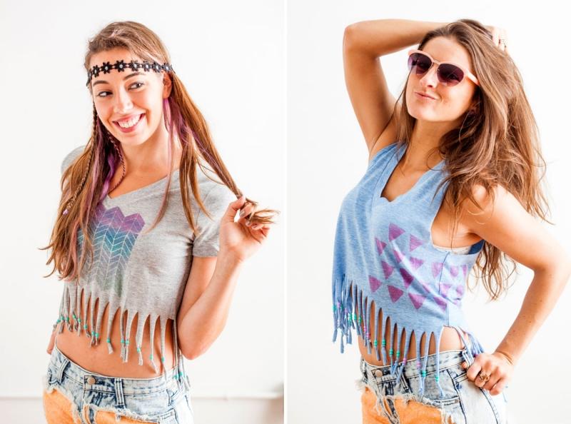 Nápady na košele so strapcami s potlačou a drevenými korálkami Fringed-shirt-do-it-yourself-nápady-uzol-drevené korálky