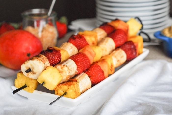 ovocie na grile šašlik nápad na ovocný dezert