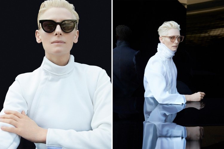 drzé-krátke účesy-dámy-hviezdy-kolekcia-slnečné okuliare-tilda-swinton